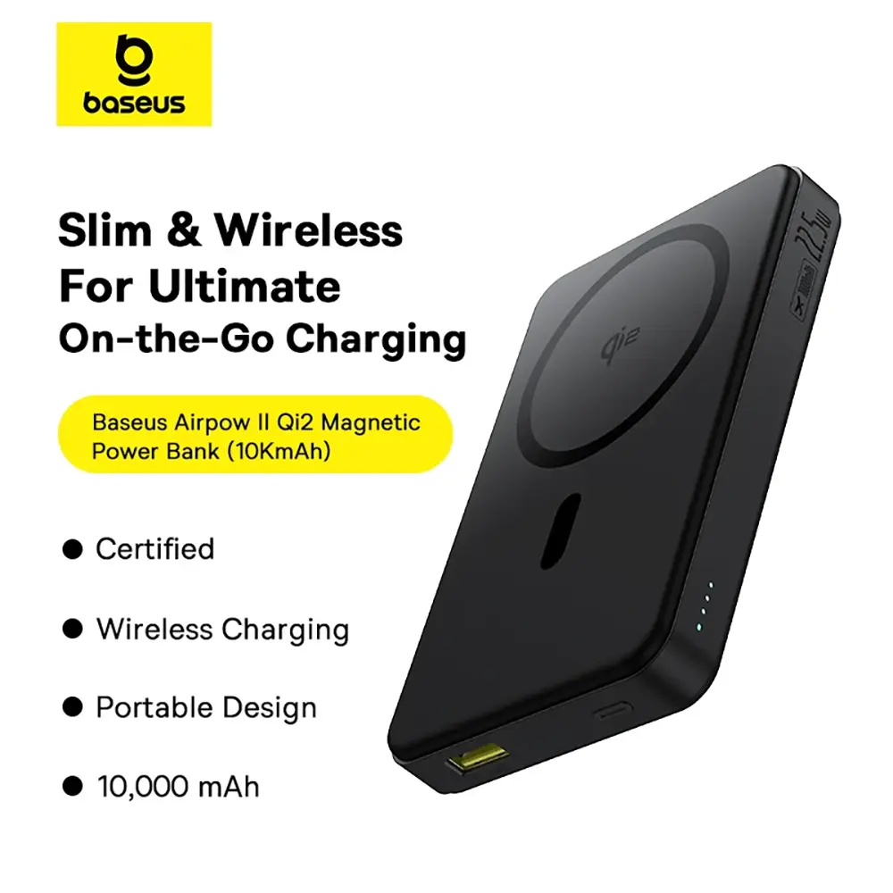 پاوربانک وایرلس بیسوس مدل Baseus Airpow 2 Qi2 Magnetic