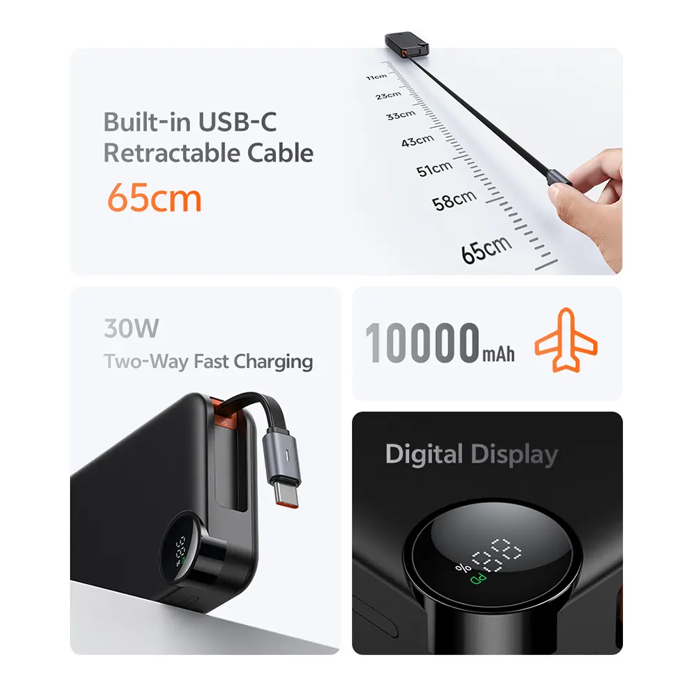 قابلیت شارژ هم‌زمان سه دستگاه پاوربانک 10000 مک دودو MC-3870