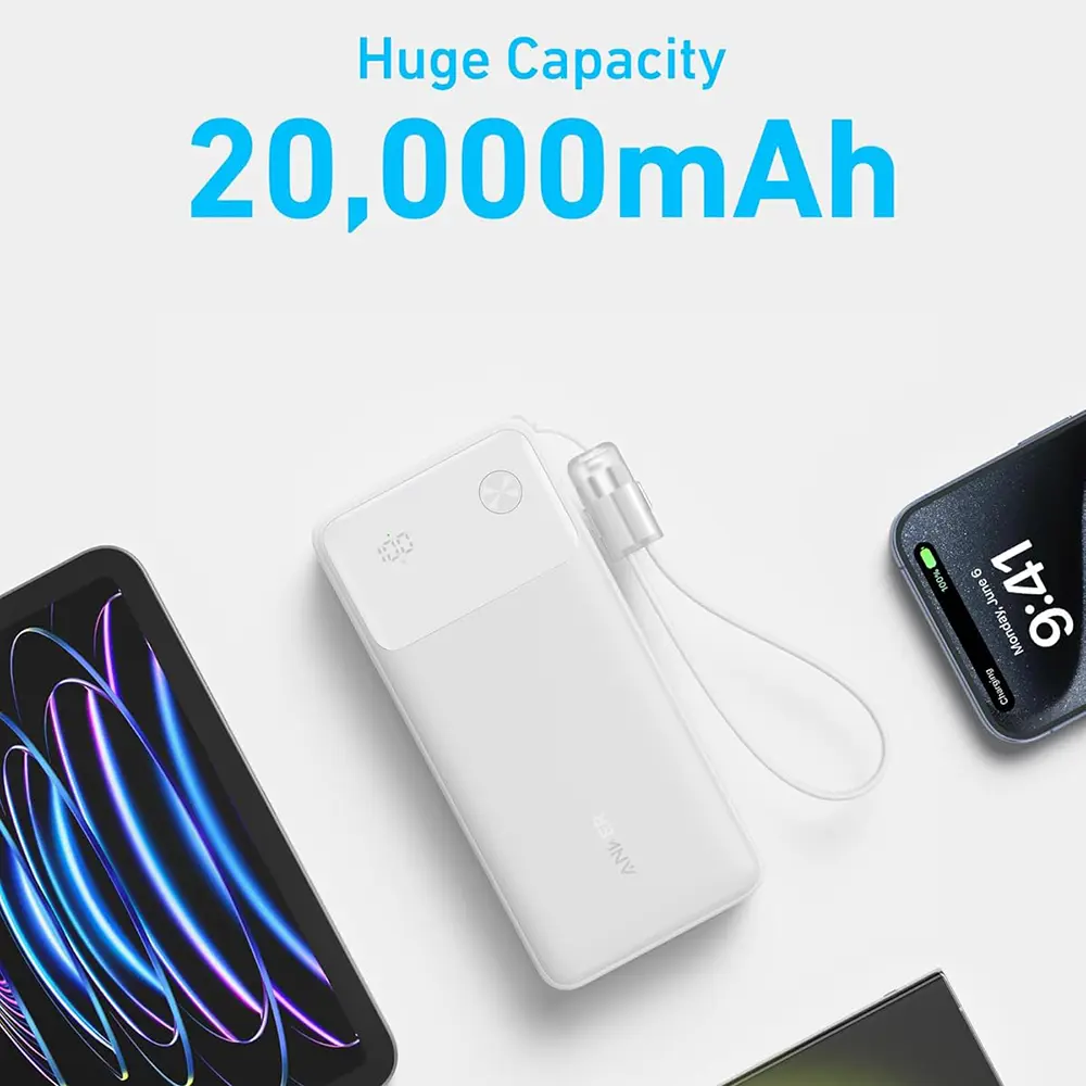 پاوربانک انکر 30 وات با نمایشگر LED
