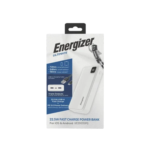 پاوربانک 20000mAh انرجایزر با توان 22.5 وات مدل Energizer UE20035PQ - تصویر 2