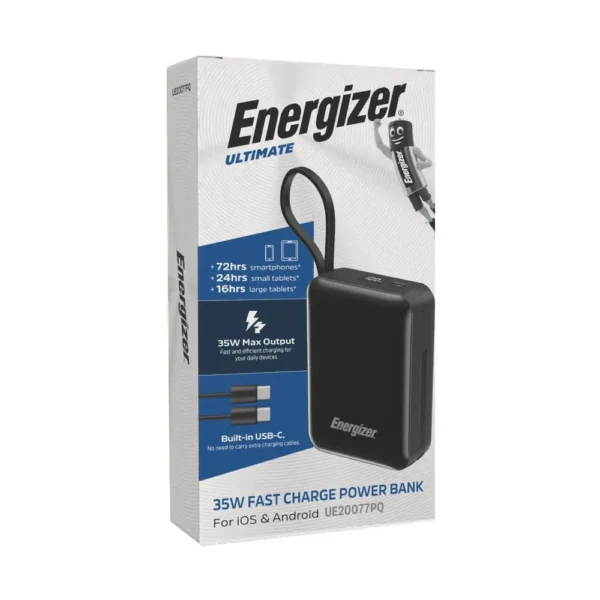 پاوربانک 20000mAh انرجایزر با توان 35 وات مدل Energizer UE20077PQ با کابل متصل - تصویر 2