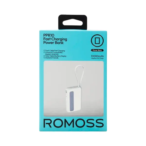 پاوربانک 10000mAh روموس با توان 22.5 وات مدل Romoss PPR10-152 با کابل متصل - تصویر 2