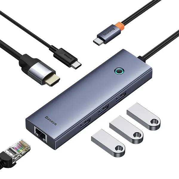 هاب 6 پورت USB-C بیسوس مدل Ultrajoy B00052807813-01