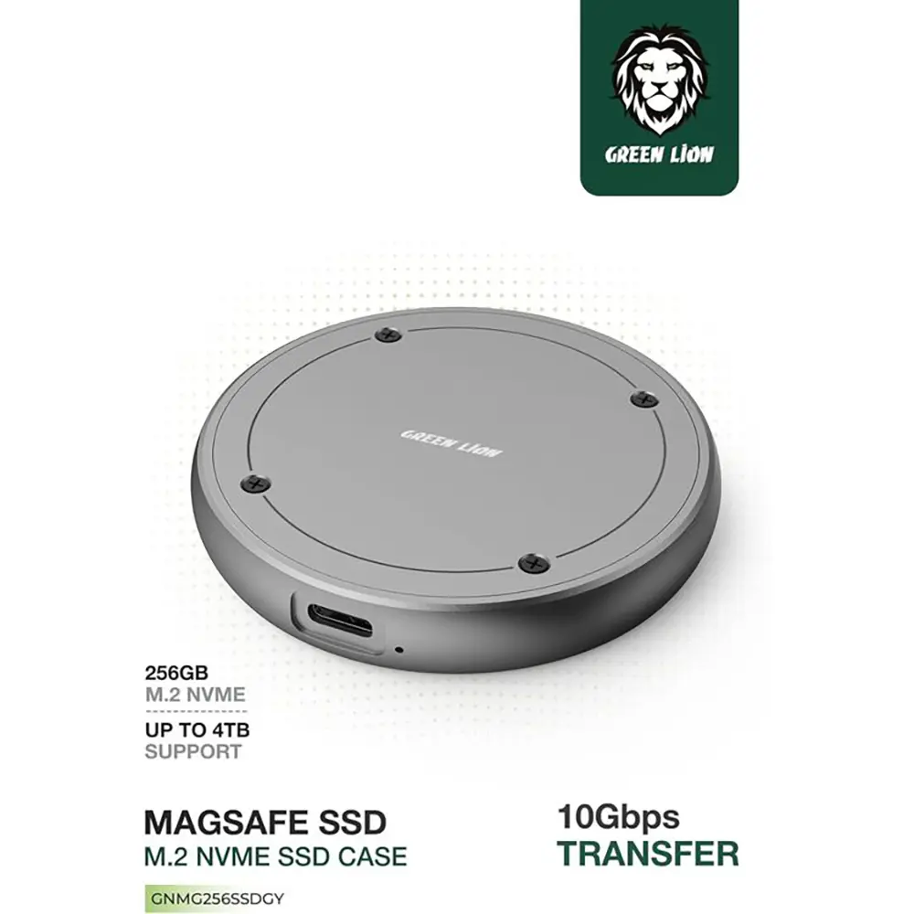 هارد Green Lion MagSafe SSD M.2 NVME SSD Case GNMG256SSDGY