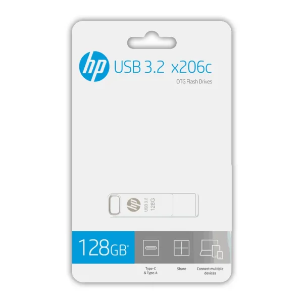 فلش مموری 128 گیگابایت hp مدل x206C رابط USB 3.2 Gen 1 Type-C - تصویر 2