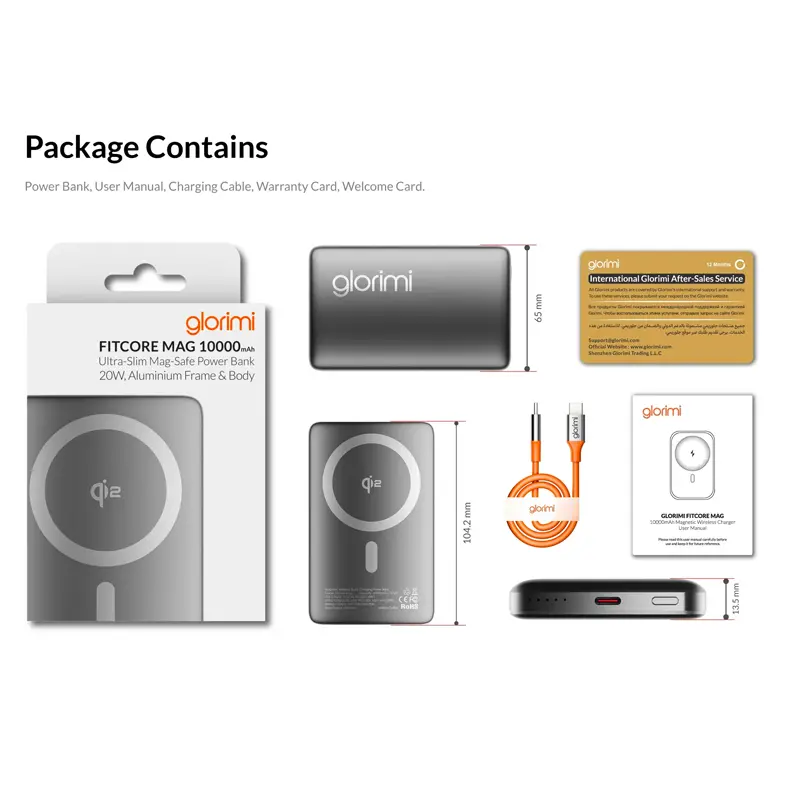 پاوربانک وایرلس 10000 گلوریمی Qi2 مدل Glorimi FitCore Mag