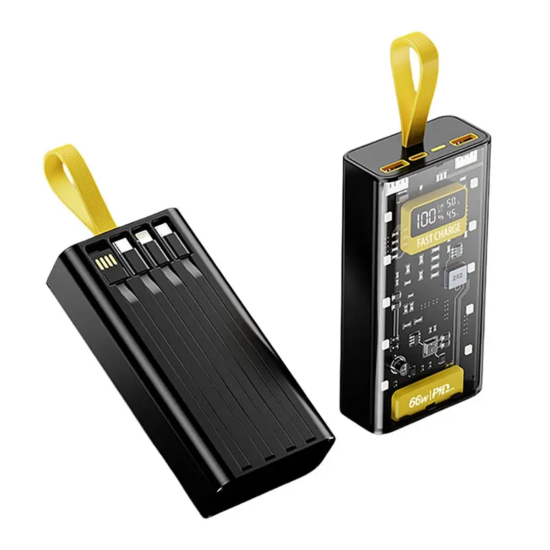 پاوربانک شفاف گرین لاین با کابل متصل