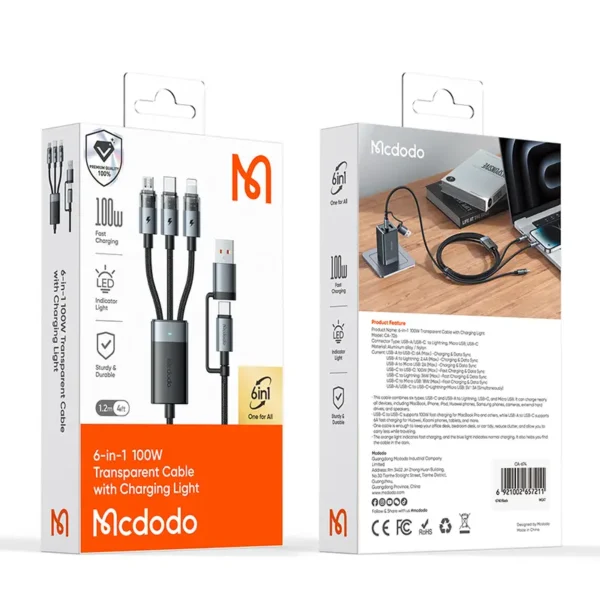 کابل شارژ چندکاره 100 وات مک دودو مدل Mcdodo CA-726 - تصویر 2