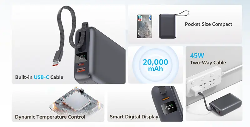 پاوربانک 20000mAh کیو سی وای مدل PB20A