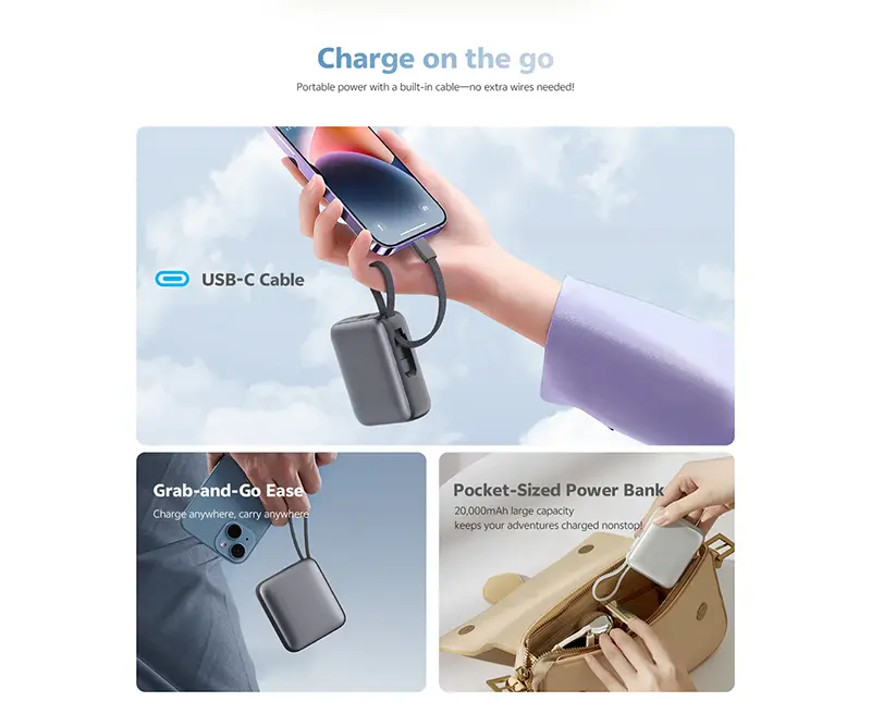 طراحی پاوربانک 20000mAh کیو سی وای مدل PB20A