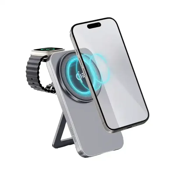 شارژر وایرلس 15 وات گرین لاین مدل GreenLion Magstand DUO Qi2 - تصویر 2