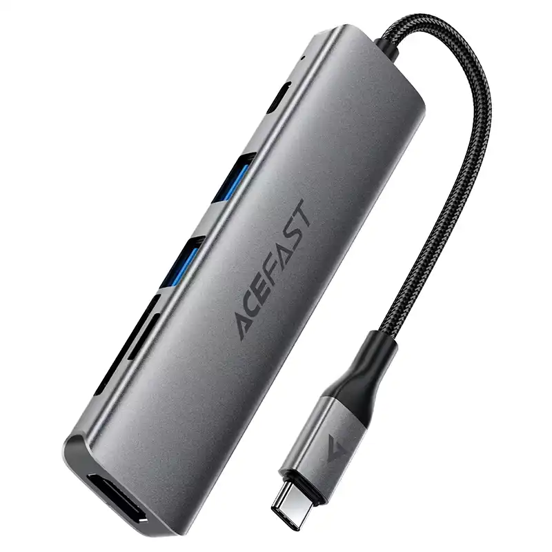 acefast-j18-usbc-6in1-hub-docking-station-cable هاب 6 پورت تایپ سی ایس فست مدل AceFast J18 - Image 1