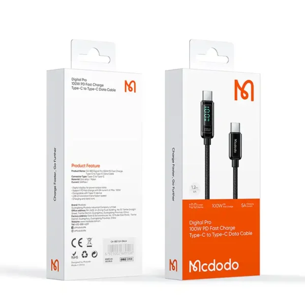 کابل Type-C به Type-C مک دودو مدل Mcdodo CA-882 طول 1.2 متر با توان 100 وات - تصویر 2