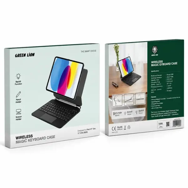کیف کیبورد گرین لاین Magic Keyboard سازگار با iPad 10th 2022/11th A16 (2025) - تصویر 2